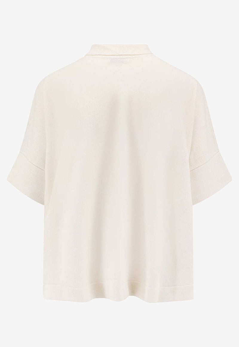 Brunello Cucinelli Appliquéd Cashmere Polo T-shirt White M12140505P_C159