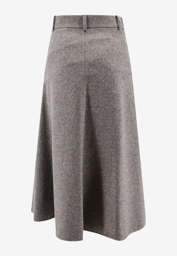 Brunello Cucinelli Wool Midi Flute Skirt Gray MD565G3697_C6081