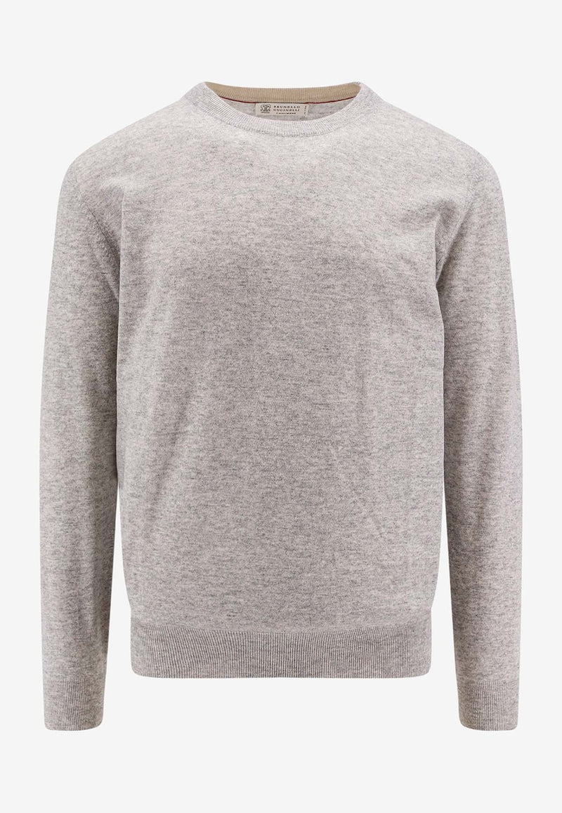 Brunello Cucinelli Cashmere Knit Crewneck Sweater Gray M2Q00100_CK773