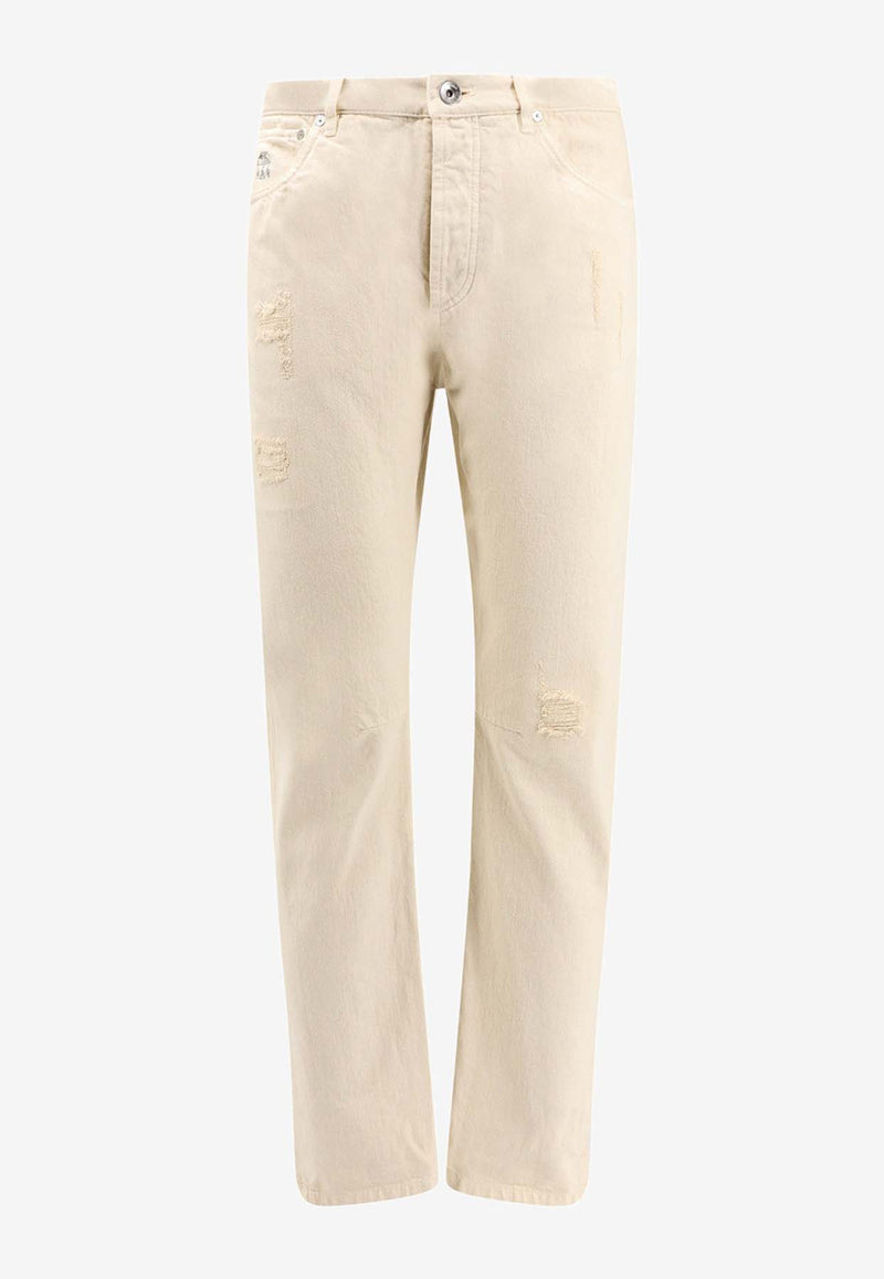 Brunello Cucinelli Distressed Low-Rise Jeans White M262PX2340_C6094