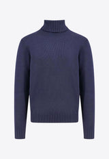 Zanone High-Neck Rib Knit Wool Sweater Blue 810105ZR229_Z1375