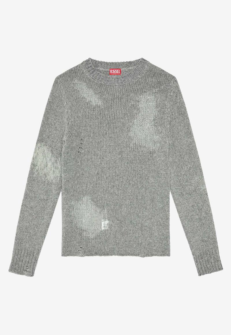 Diesel K-Norman Distressed Wool-Blend Sweater Gray A151890SJAT_96X