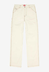 Diesel Logo Embroidered Straight-Leg Pants Beige A092520GRDQ_100