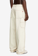 Diesel Logo Embroidered Straight-Leg Pants Beige A092520GRDQ_100