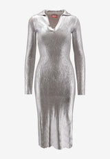 Diesel M-Isaia Metallic Midi Dress Silver A154740HNAT_9CJ