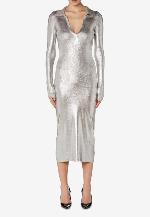 Diesel M-Isaia Metallic Midi Dress Silver A154740HNAT_9CJ