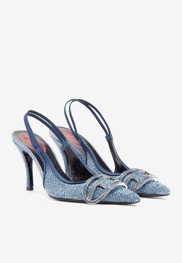 Diesel Venus 80 Distressed Denim Slingback Pumps Denim Y02985P6342_H1940