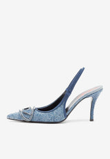 Diesel Venus 80 Distressed Denim Slingback Pumps Denim Y02985P6342_H1940