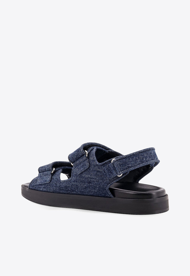 Givenchy 4G Logo Plaque Strap Denim Sandals Blue BE3087E2BP_401