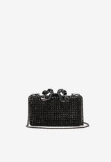 Self-Portrait Crystal Bow Studded Box Clutch Black RS25306B_BLACK