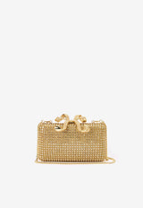 Self-Portrait Crystal Bow Studded Box Clutch Gold RS25306GD_GOLD