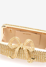 Self-Portrait Crystal Bow Studded Box Clutch Gold RS25306GD_GOLD