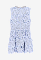 Self-Portrait Floral Lace Mini Dress Light Blue RS25911SBL_BLUE