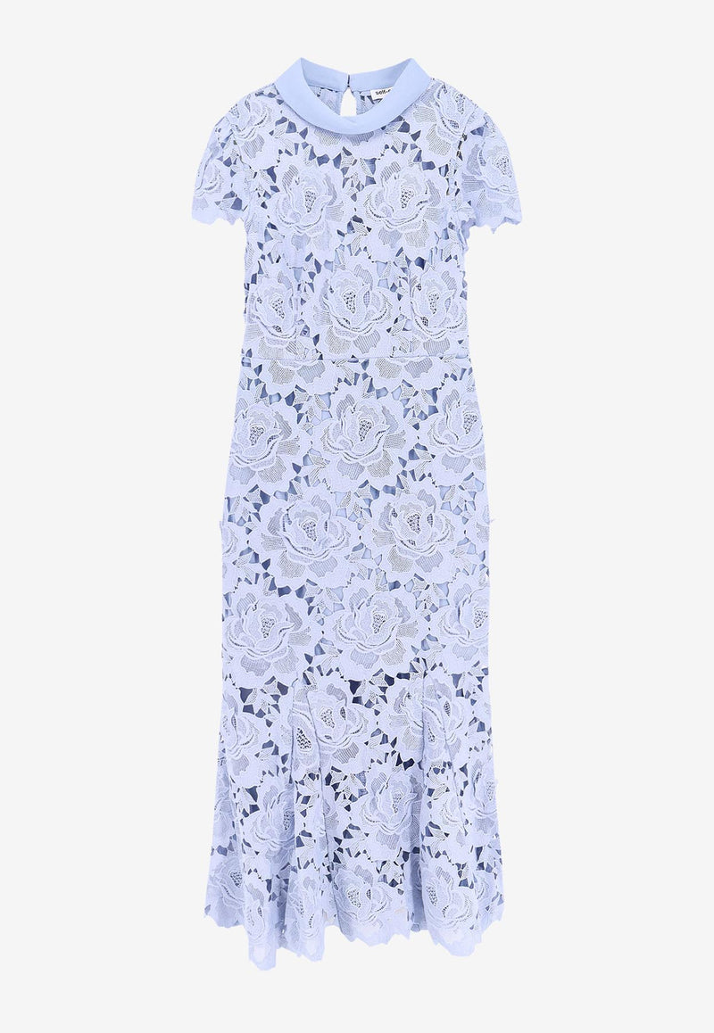 Self-Portrait Floral Lace Midi Dress Light Blue RS25911MBL_BLUE