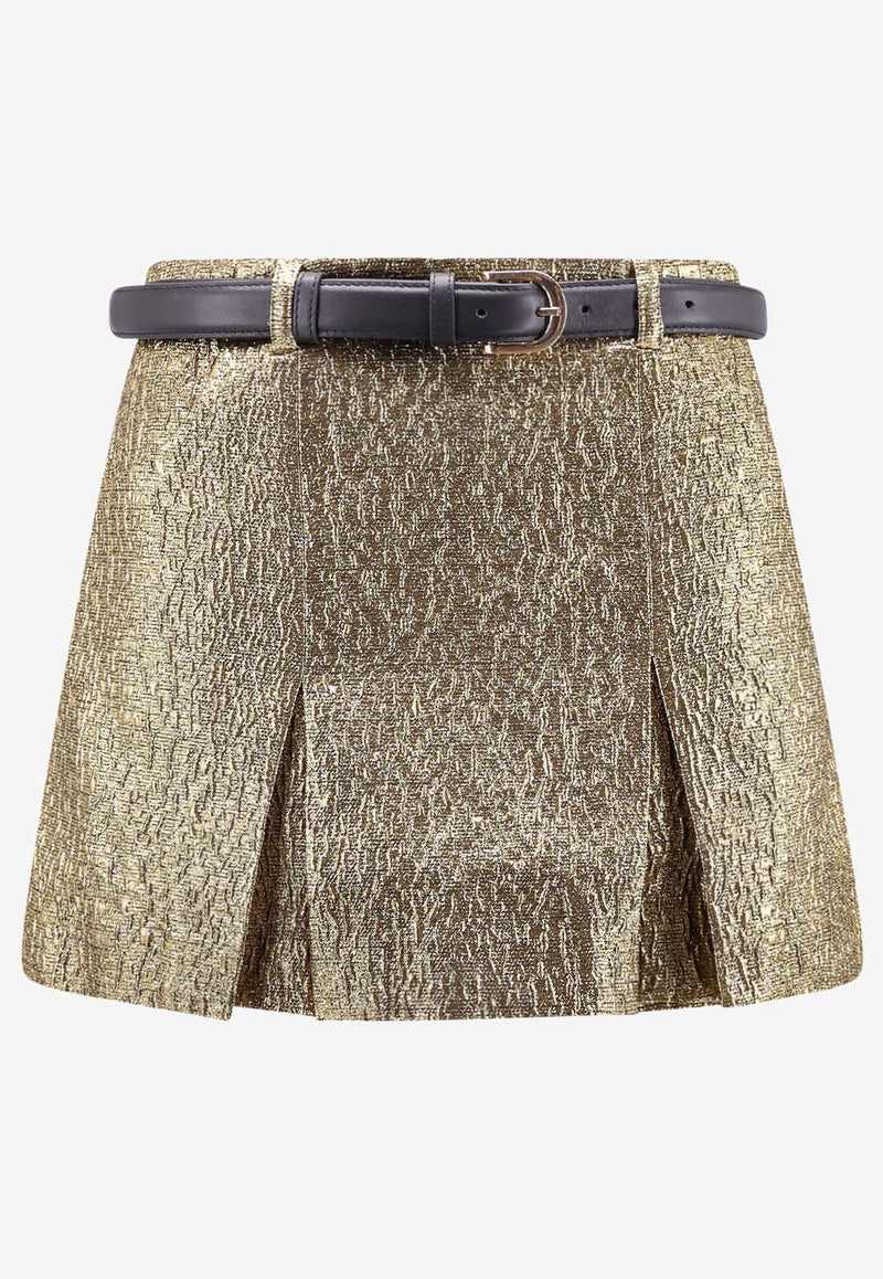 Self-Portrait Metallic Jacquard Mini Skort Gold RS25913PGD_GOLD