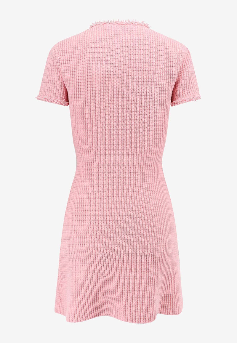 Self-Portrait Textured Knit Beaded Mini Dress Pink RS25087SAP_PINK