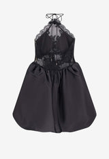 Self-Portrait Halterneck Mini Taffeta Dress Black RS25081SB_BLACK