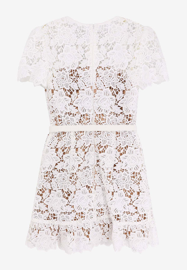 Self-Portrait Floral Lace Mini Dress White RS25983SW_WHITE