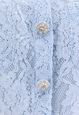 Self-Portrait Rhinestone Embellished Floral Lace Top Light Blue RS25053TBL_BLUE