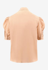 Chloé Lavallière Crepe De Chine Blouse Pink CH25SHT29125_285