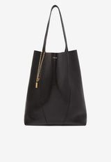 Chloé Large Spin Tote Bag in Grained Leather Black C25SS810N84_001