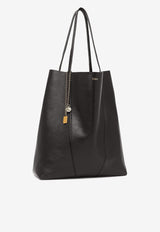 Chloé Large Spin Tote Bag in Grained Leather Black C25SS810N84_001