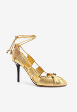 Chloé Luna 90 Metallic Leather Cut-Out Pumps Gold C25S08KQO_9DA