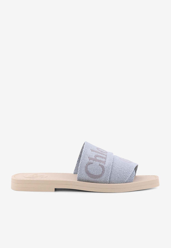 Chloé Woody Canvas Flat Sandals Light Blue C23U188EF_40V