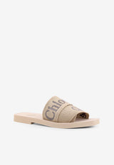 Chloé Woody Logo Flat Sandals  Beige C25S188QT_2YC