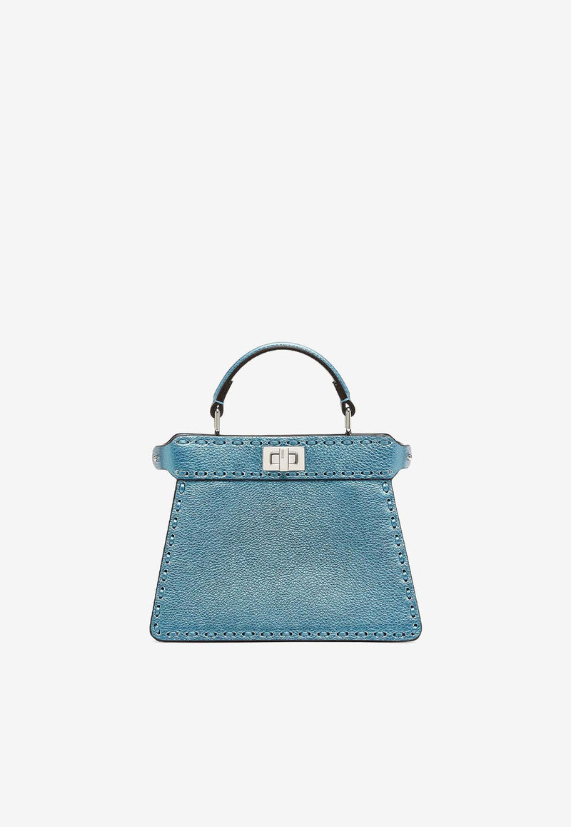 Fendi Petite Peekaboo Iseeu Leather Top Handle Bag Blue 8BN335AT0G_F0NA3