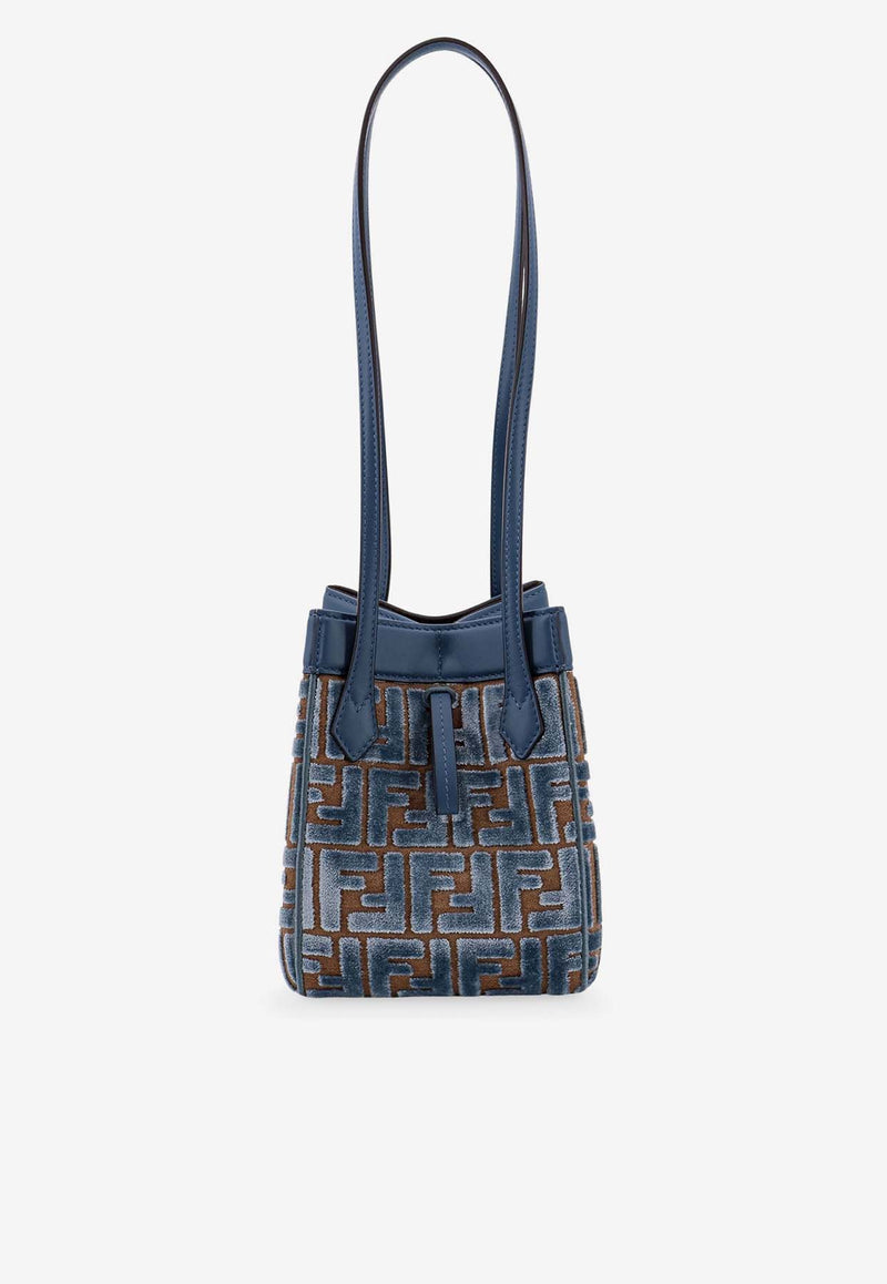 Fendi Mini Origami FF Jacquard Bucket Bag Blue 8BS083AT14_F1NPU