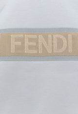 Fendi Grosgrain Logo Cropped T-shirt Light Blue FS9704AT27_F1QYH