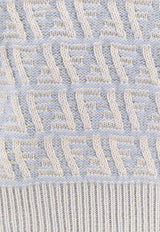 Fendi FF Jacquard Wool Blend Sweater Light Blue FZXC83ATPL_F1R0P