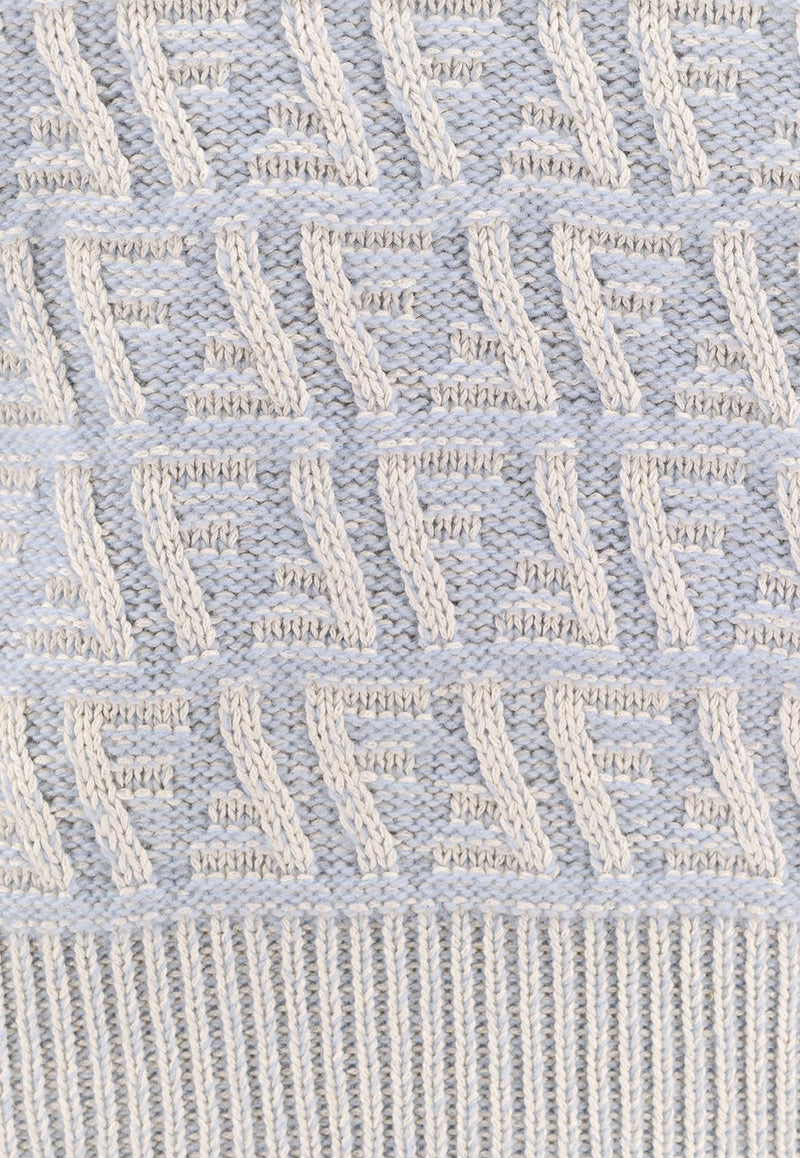 Fendi FF Jacquard Wool Blend Sweater Light Blue FZXC83ATPL_F1R0P