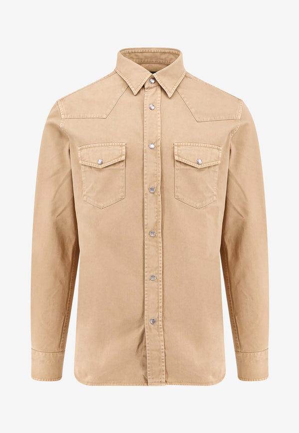 Tom Ford Essential Long-Sleeved Shirt Beige HDS001FMC133F24_JB011