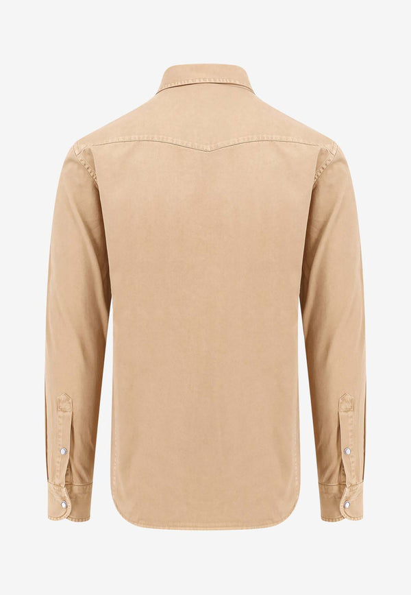 Tom Ford Essential Long-Sleeved Shirt Beige HDS001FMC133F24_JB011