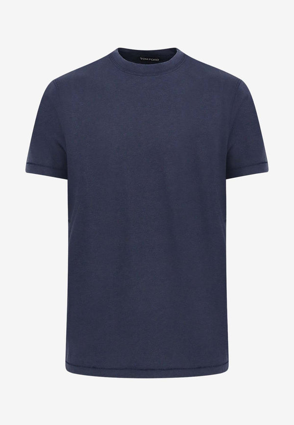 Tom Ford Embroidered Logo Classic T-shirt Blue JCS004JMT002S23_HB785