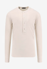 Tom Ford Ribbed Long-Sleeved T-shirt Beige JHL014JMC048S25_AW004