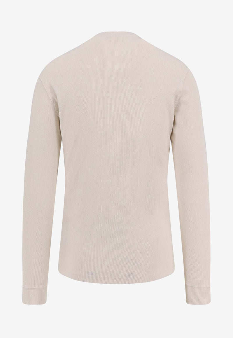 Tom Ford Ribbed Long-Sleeved T-shirt Beige JHL014JMC048S25_AW004