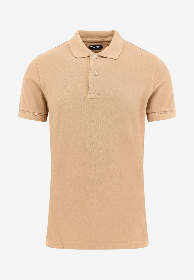 Tom Ford Embroidered TF Polo T-shirt Brown JPS002JMC007S23_JB548