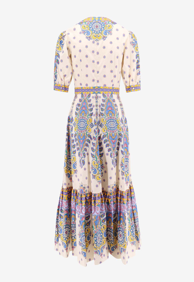 Etro Paisley Print Midi Dress Beige WRHA017299SP5B1_X0800