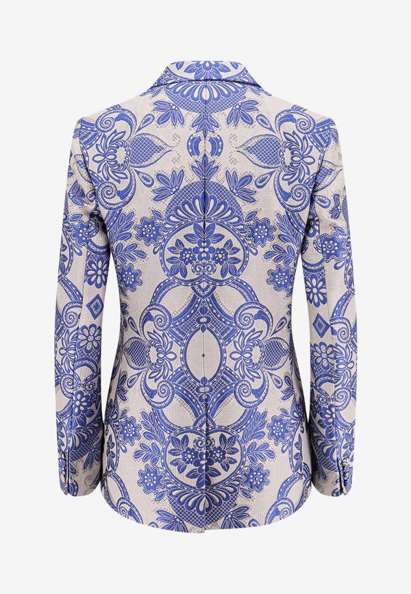 Etro Single-Breasted Jacquard Silk Blazer Blue WRCA000999TJA66_S9883