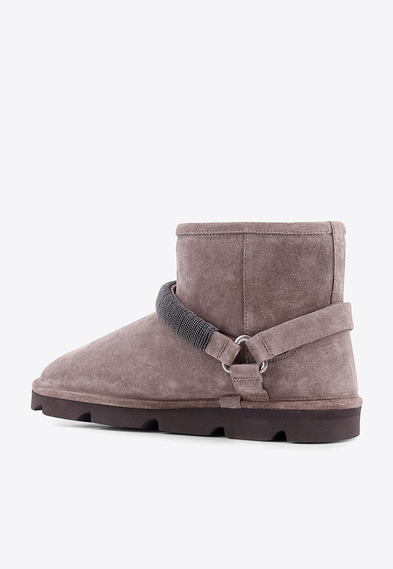 Brunello Cucinelli Suede Ankle Snow Boots Gray MZSFG2834_C8212