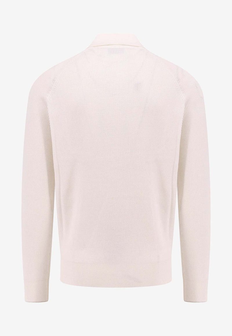 Brunello Cucinelli Ribbed Polo Sweater White M29400105_CO312