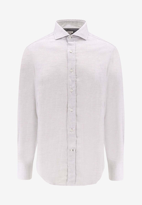 Brunello Cucinelli Long-Sleeved Slim Shirt Gray MY6361718_C040