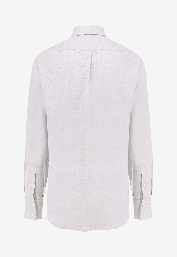 Brunello Cucinelli Long-Sleeved Slim Shirt Gray MY6361718_C040