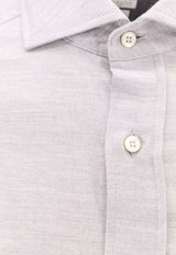 Brunello Cucinelli Long-Sleeved Slim Shirt Gray MY6361718_C040