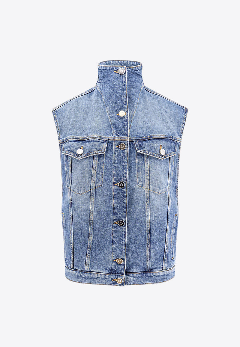 Alaïa Washed Denim Vest Blue AA9V0424T536A_525