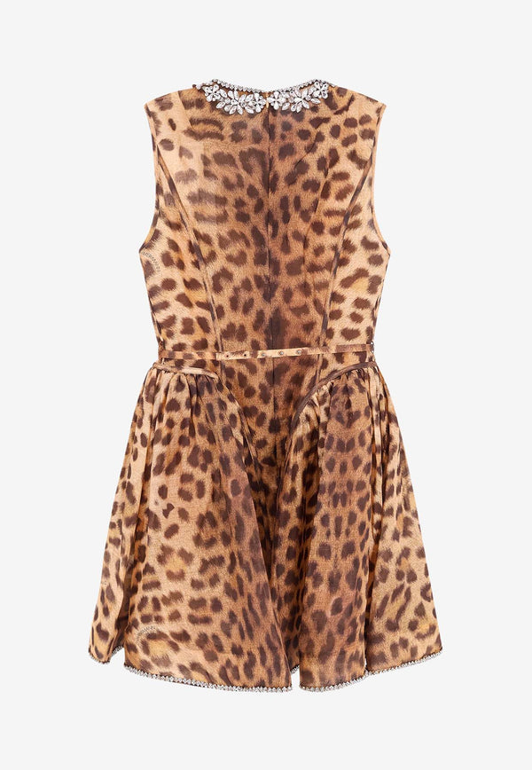 Zimmermann Cheetah-Print Linen and Silk Mini Dress Multicolor 2150DR251_LEO