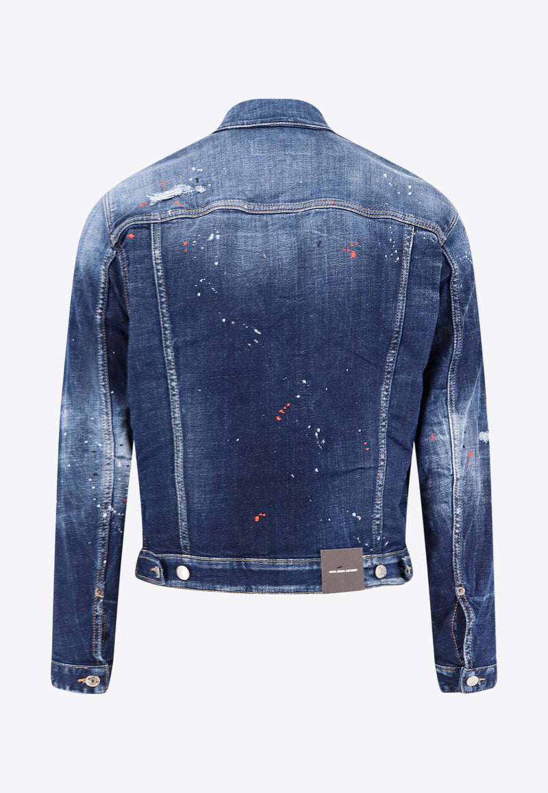 Dsquared2 Dan Distressed Denim Jacket Blue S74AM1563S30664_470